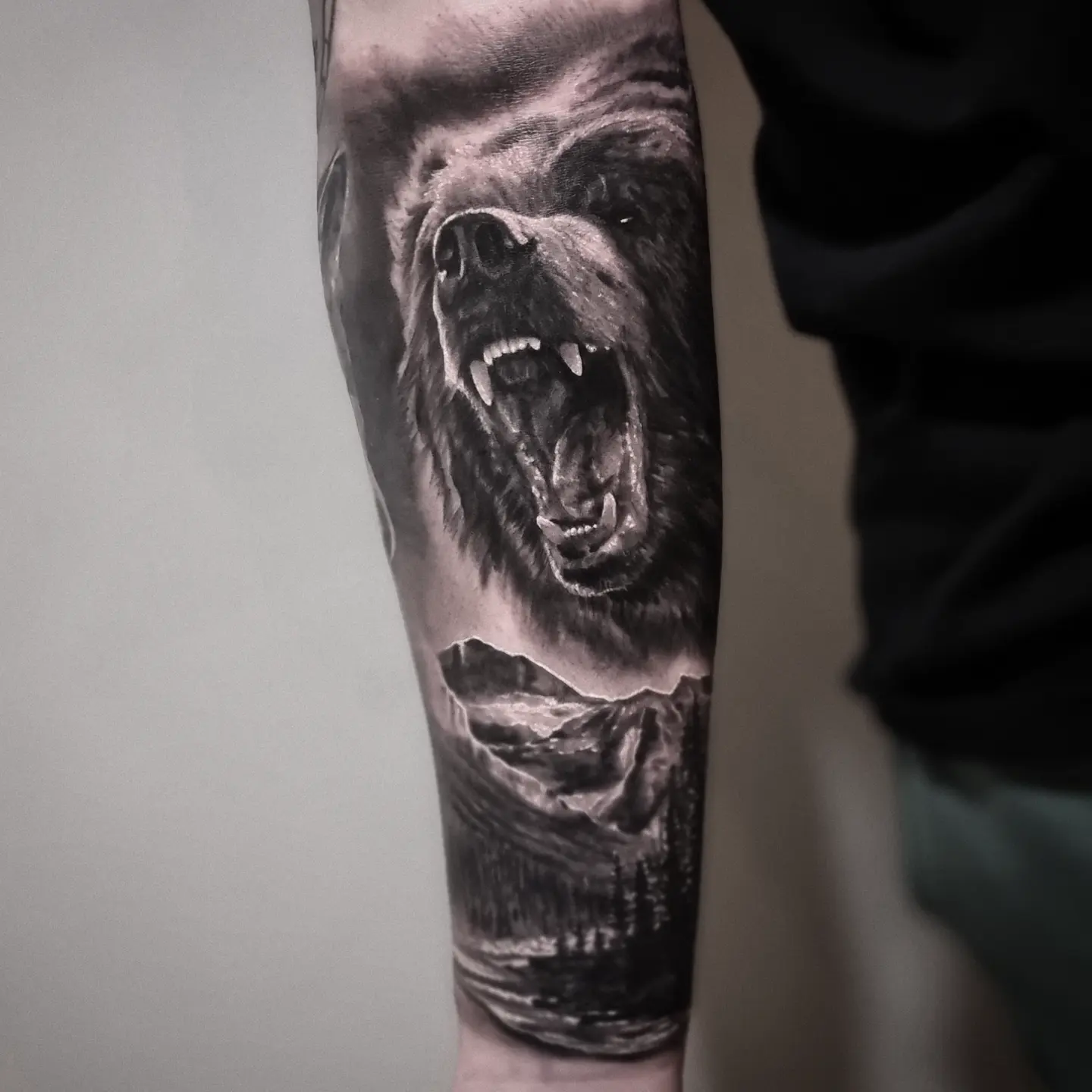 Black and grey realism animal tattoo by Tomek Turlej, tattoo artist in Edinburgh