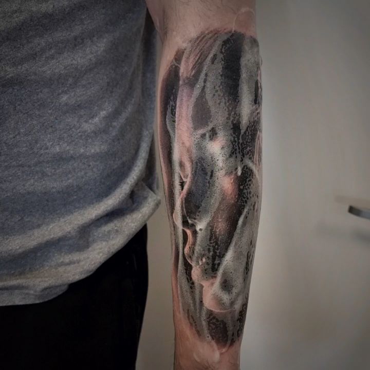 Fine detail black and grey animal tattoo, custom design by Edinburgh tattoo artist Tomek Turlej