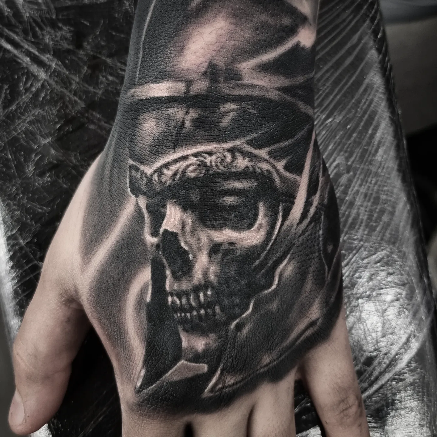 Dark realism black and grey tattoo by Tomek Turlej, Studio XIII Gallery, Scotland