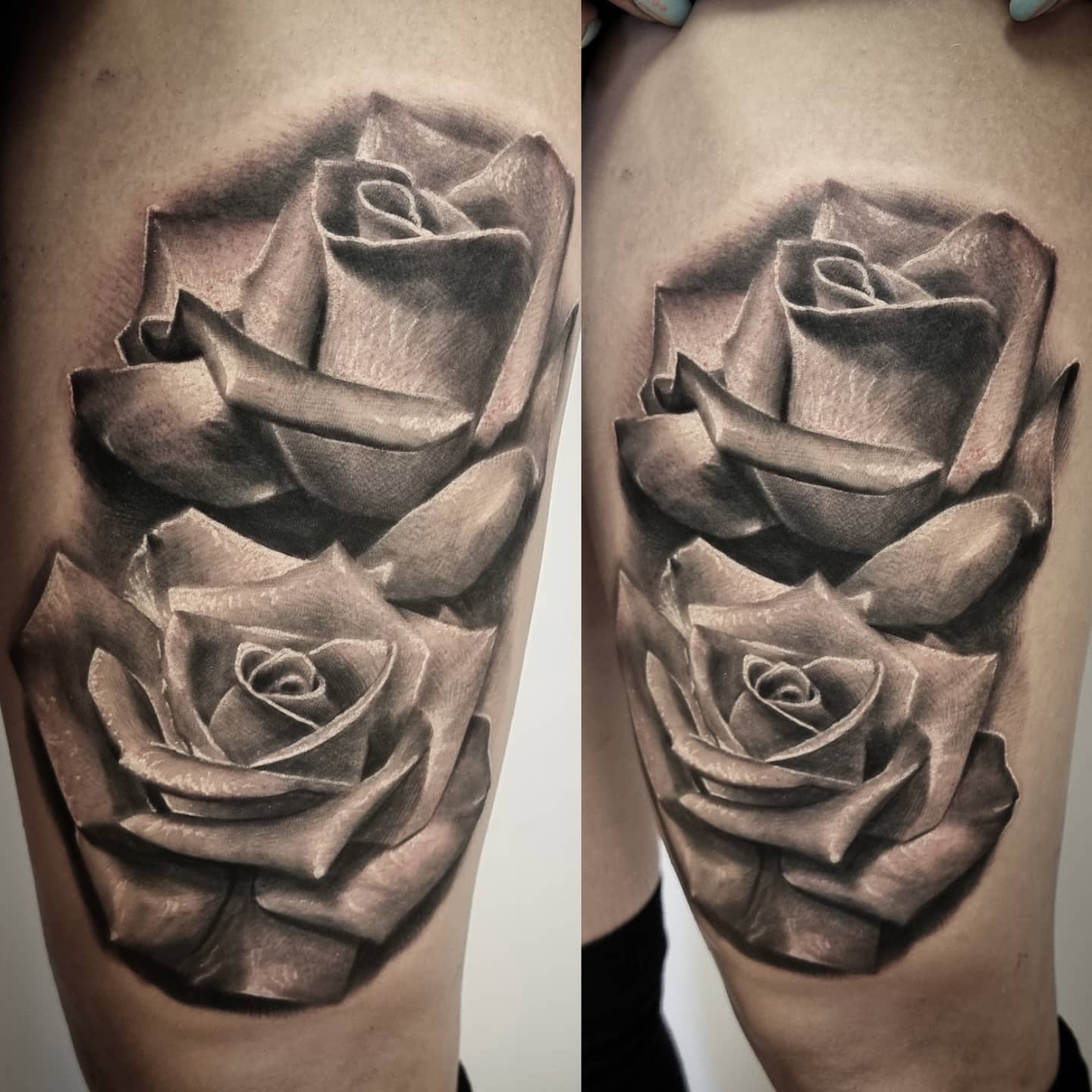 Photorealistic black and grey scenery tattoo by Tomek Turlej, Studio XIII Gallery, Scotland