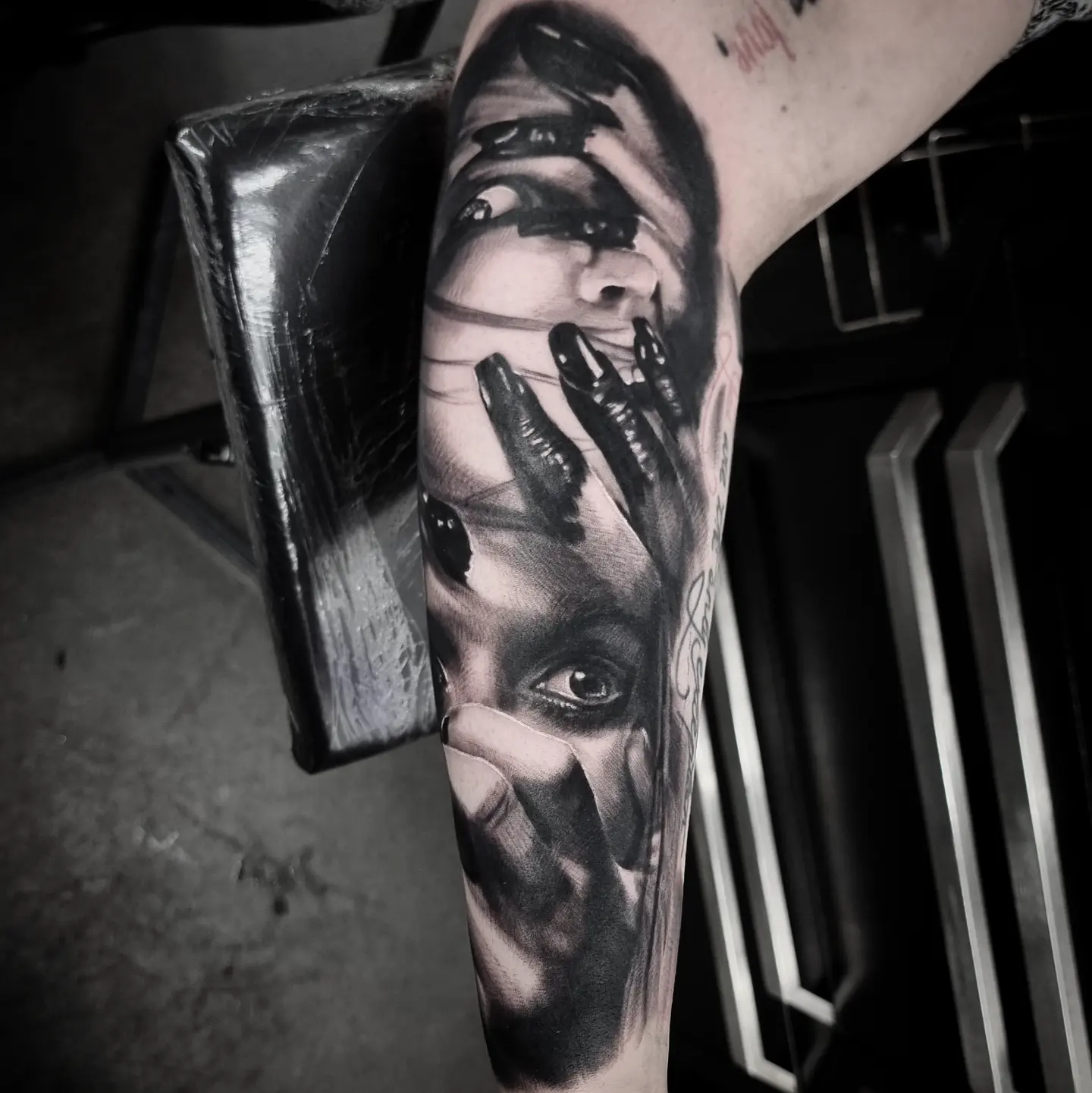 Black and grey realism portrait tattoo by Tomek Turlej, tattoo artist in Edinburgh