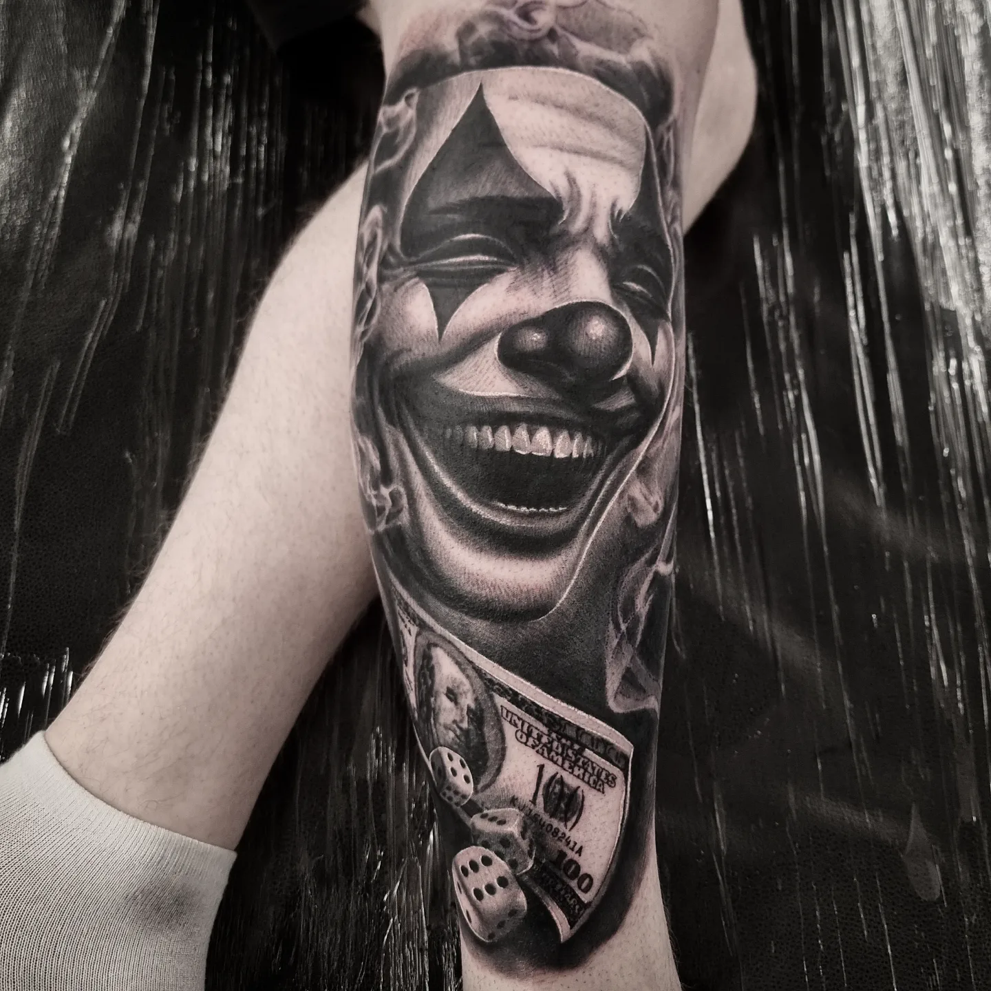 Black and grey realism portrait tattoo by Tomek Turlej, tattoo artist in Edinburgh