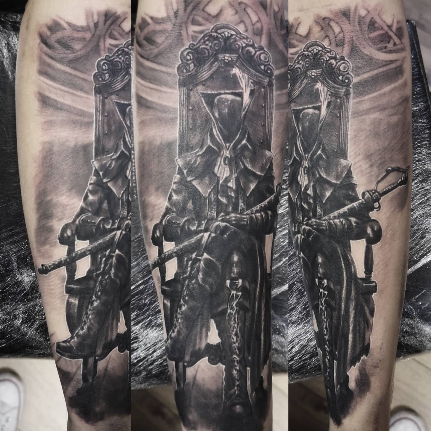 Black and grey realism portrait tattoo by Tomek Turlej, tattoo artist in Edinburgh