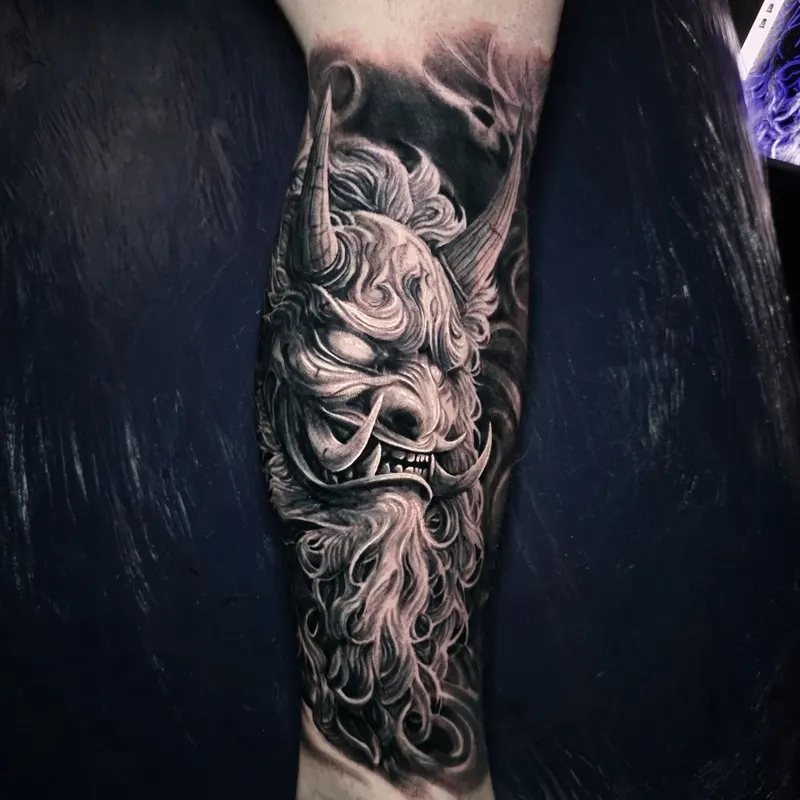 Fine detail black and grey animal tattoo, custom design by Edinburgh tattoo artist Tomek Turlej