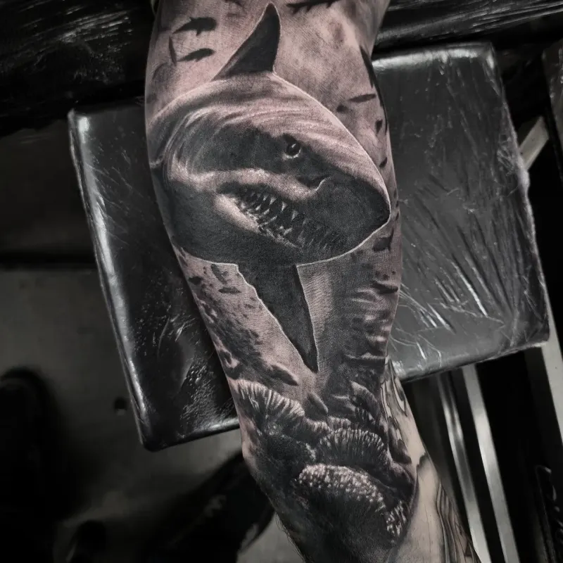 Black and grey realism animal tattoo by Tomek Turlej, tattoo artist in Edinburgh