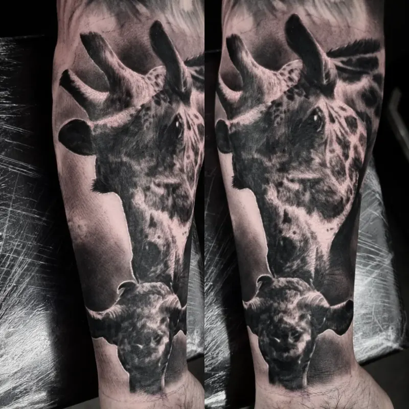 Photorealistic black and grey animal tattoo by Tomek Turlej, Studio XIII Gallery, Scotland