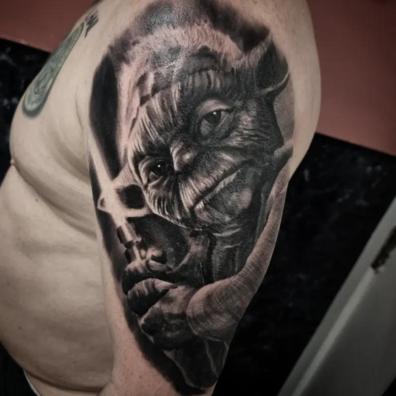 Black and grey realism animal tattoo by Tomek Turlej, tattoo artist in Edinburgh