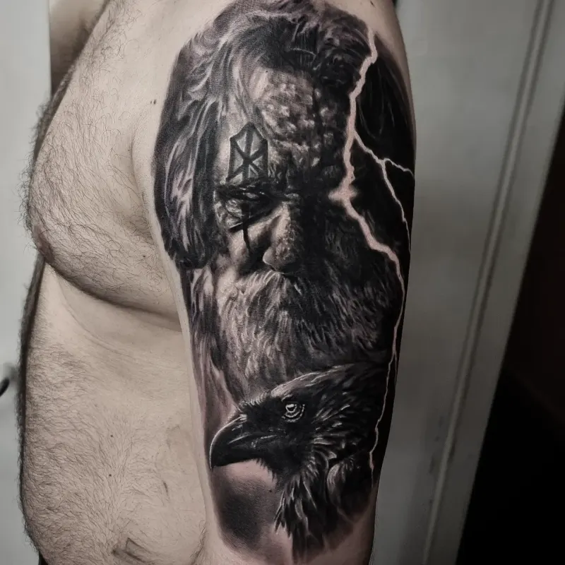 Realistic black and grey wildlife tattoo by Tomek Turlej at Studio XIII Gallery Edinburgh