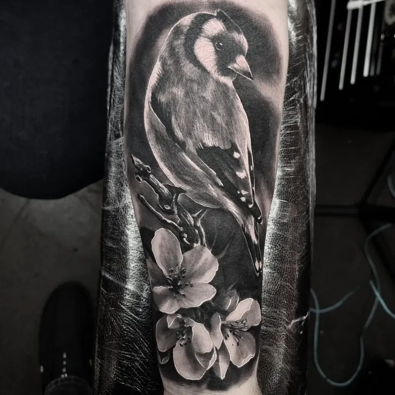 Fine detail black and grey animal tattoo, custom design by Edinburgh tattoo artist Tomek Turlej