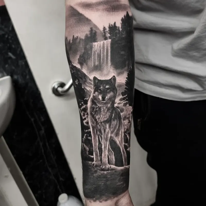Black and grey realism animal tattoo by Tomek Turlej, tattoo artist in Edinburgh