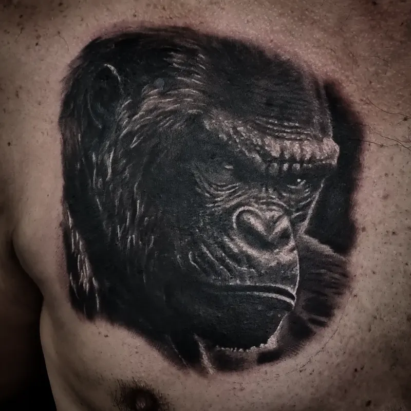 Black and grey realism animal tattoo by Tomek Turlej, tattoo artist in Edinburgh