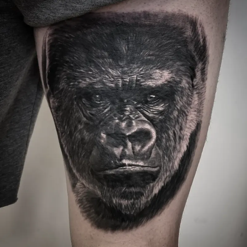 Black and grey realism animal tattoo by Tomek Turlej, tattoo artist in Edinburgh