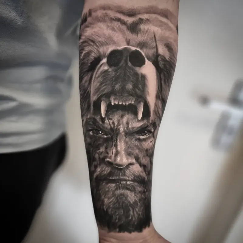 Black and grey realism animal tattoo by Tomek Turlej, tattoo artist in Edinburgh