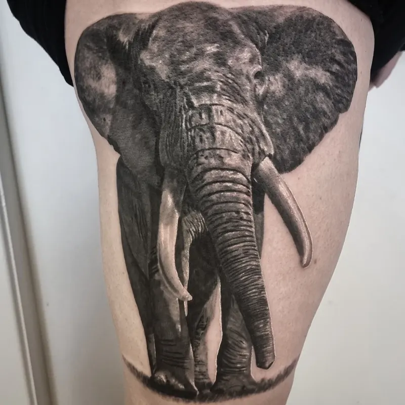 Fine detail black and grey animal tattoo, custom design by Edinburgh tattoo artist Tomek Turlej