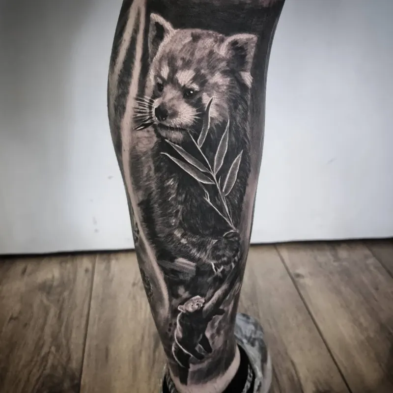 Photorealistic black and grey animal tattoo by Tomek Turlej, Studio XIII Gallery, Scotland