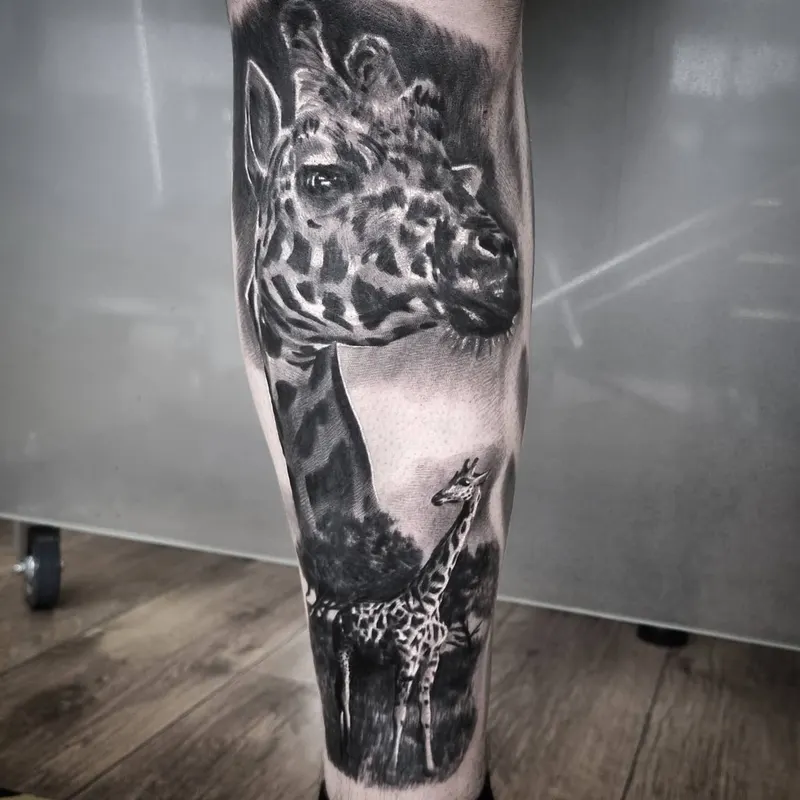 Fine detail black and grey animal tattoo, custom design by Edinburgh tattoo artist Tomek Turlej