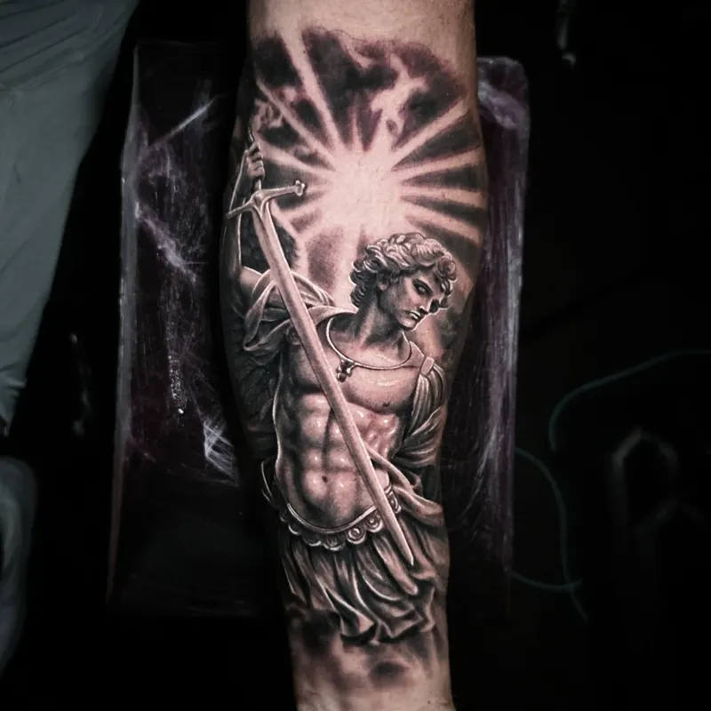 Dark and surreal black and grey realism tattoo by Tomek Turlej, Edinburgh