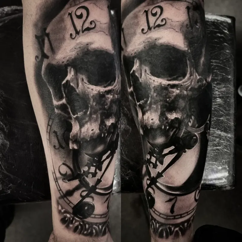 Black and grey horror realism tattoo by Tomek Turlej at Studio XIII Gallery Edinburgh