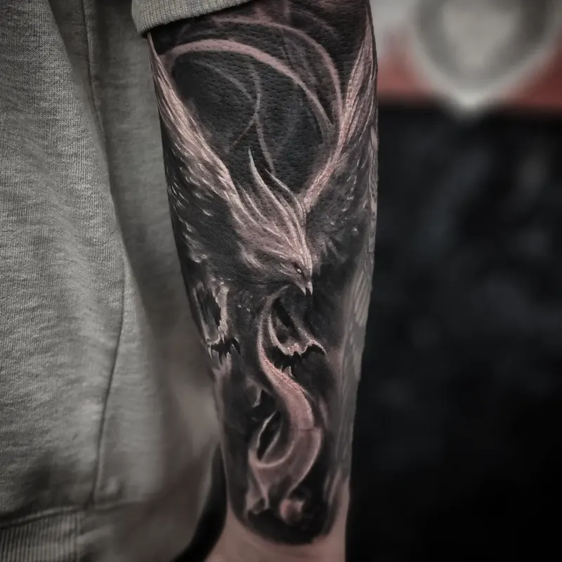 Black and grey horror realism tattoo by Tomek Turlej at Studio XIII Gallery Edinburgh