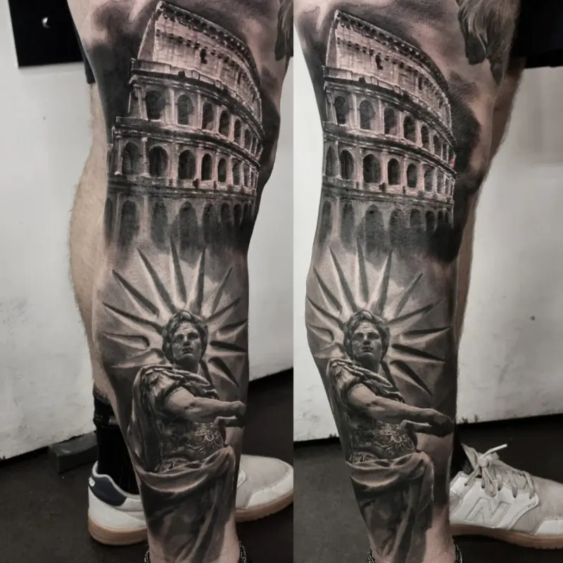 Fine detail black and grey nature tattoo, custom work by Edinburgh tattoo artist Tomek Turlej