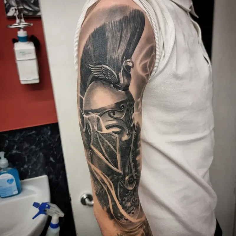 Black and grey realism portrait tattoo by Tomek Turlej, tattoo artist in Edinburgh