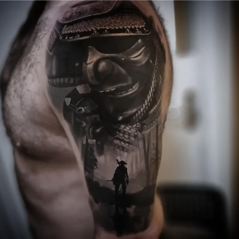 Photorealistic black and grey portrait tattoo by Tomek Turlej, Studio XIII Gallery, Scotland