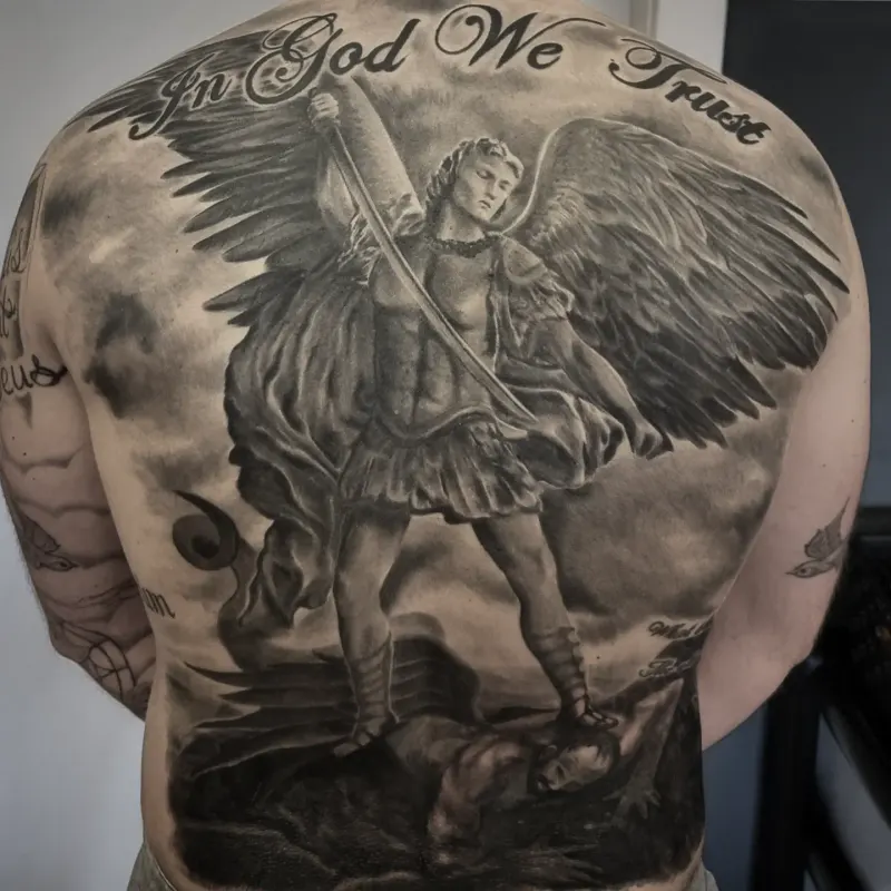 Photorealistic black and grey portrait tattoo by Tomek Turlej, Studio XIII Gallery, Scotland
