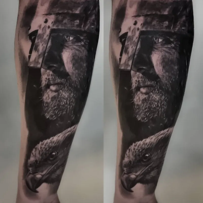 Black and grey realism portrait tattoo by Tomek Turlej, tattoo artist in Edinburgh