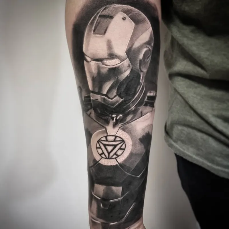Photorealistic black and grey portrait tattoo by Tomek Turlej, Studio XIII Gallery, Scotland