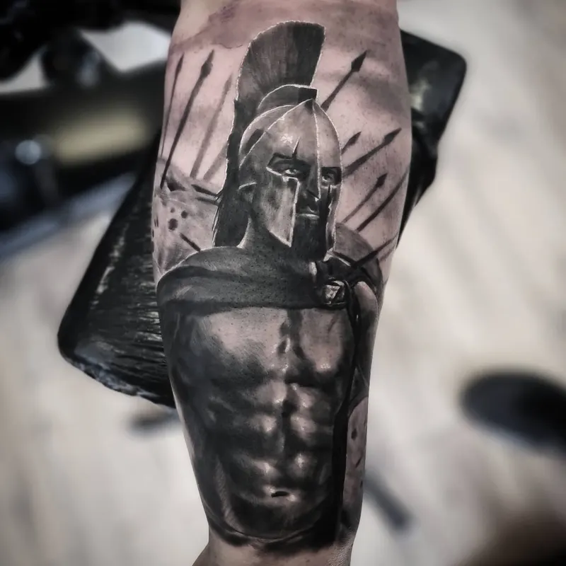 Photorealistic black and grey portrait tattoo by Tomek Turlej, Studio XIII Gallery, Scotland