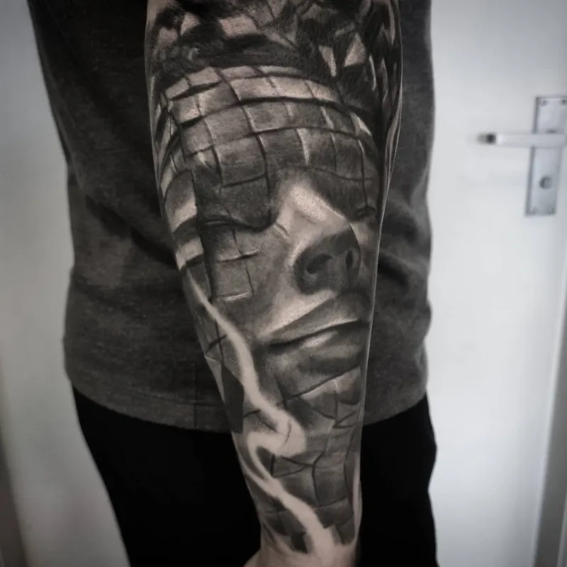 Black and grey realism portrait tattoo by Tomek Turlej, tattoo artist in Edinburgh