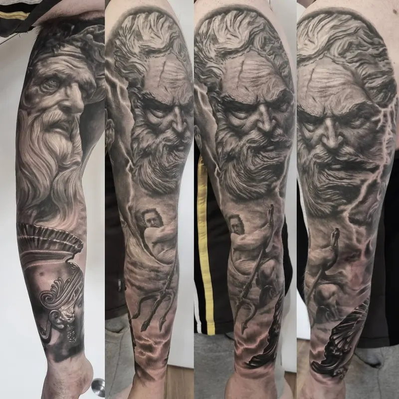 Photorealistic black and grey portrait tattoo by Tomek Turlej, Studio XIII Gallery, Scotland
