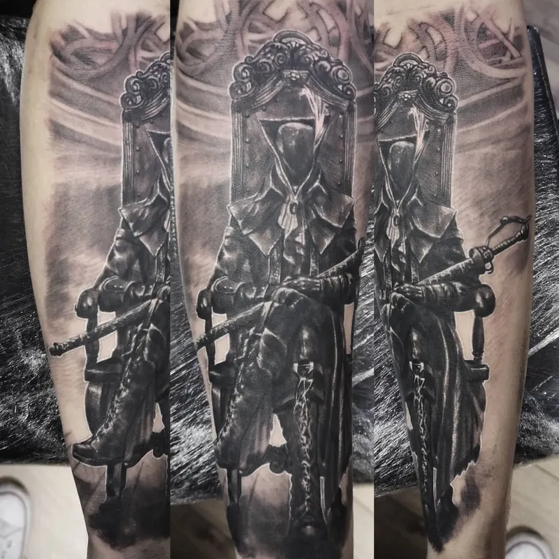 Black and grey realism portrait tattoo by Tomek Turlej, tattoo artist in Edinburgh