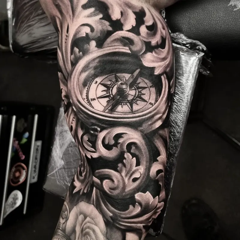 Custom black and grey realism tattoo by Tomek Turlej at Studio XIII Gallery Edinburgh